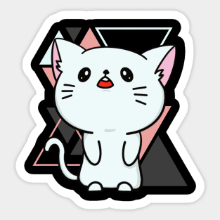Cute little cat in triangles background adorable kitty Kittenlove Sticker
